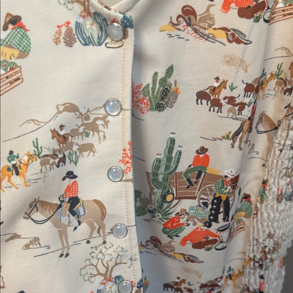 Oregon trail Scene pearl snap vest- Cream with Multi-Color - Picture 7 of 7